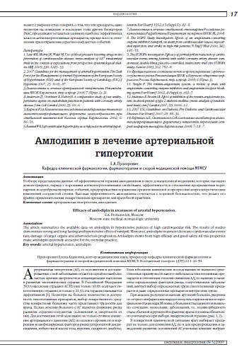 Амлодипин в лечение артериальной гипертонии