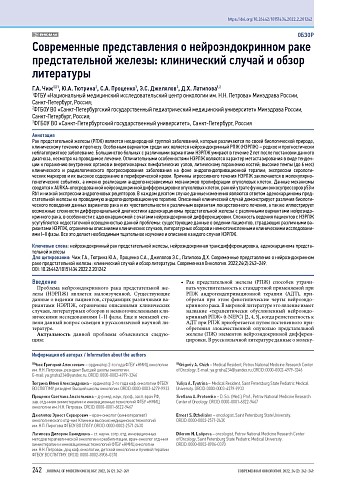 Современные представления о нейроэндокринном раке предстательной железы: клинический случай и обзор литературы