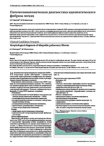 Патологоанатомическая диагностика идиопатического фиброза легких