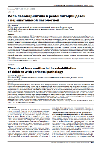 Роль левокарнитина в реабилитации детей с перинатальной патологией