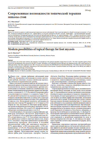 Современные возможности топической терапии микоза стоп