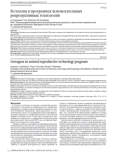 Гестагены в программах вспомогательных репродуктивных технологий