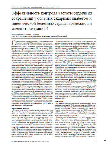 Эффективность контроля частоты сердечных сокращений у больных сахарным диабетом и ишемической болезнью сердца: возможно ли изменить ситуацию?