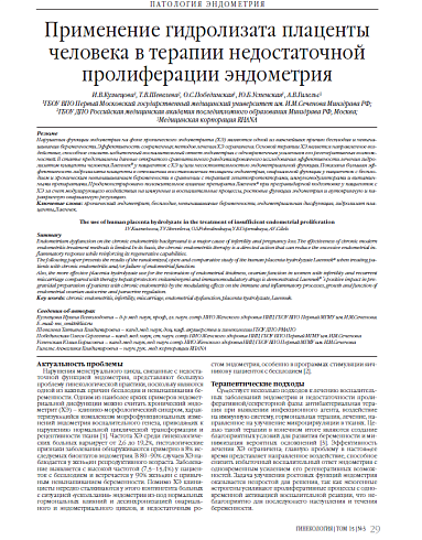 Применение гидролизата плаценты человека в терапии недостаточной пролиферации эндометрия
