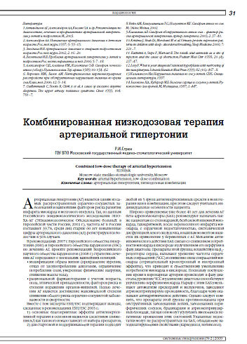 Комбинированная низкодозовая терапия артериальной гипертонии