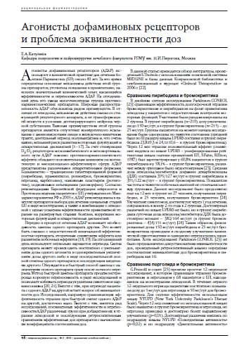 Агонисты дофаминовых рецепторов и проблема эквивалентности доз