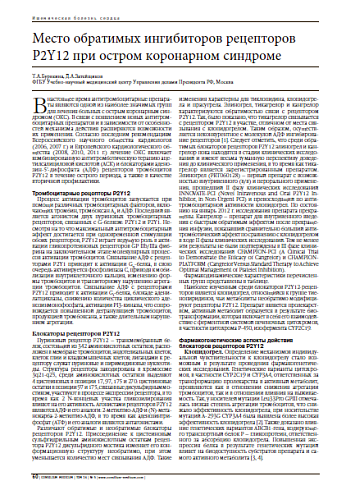 Место обратимых ингибиторов рецепторов Р2Y12 при остром коронарном синдроме