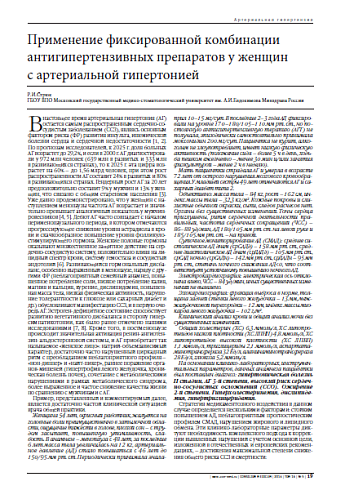 Применение фиксированной комбинации антигипертензивных препаратов у женщин с артериальной гипертонией