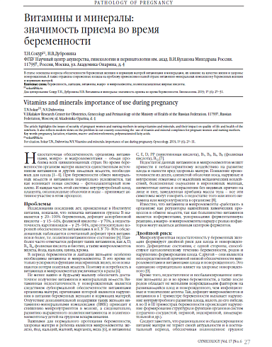 Витамины и минералы:  значимость приема во время  беременности