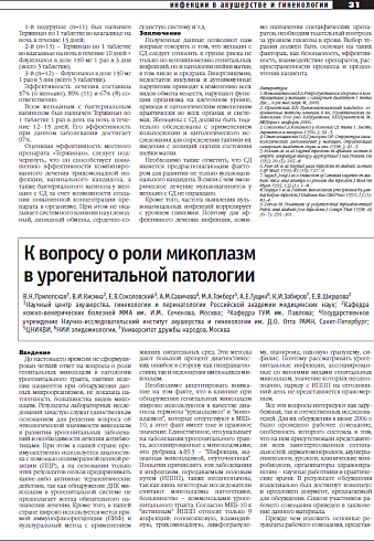 К вопросу о роли микоплазм в урогенитальной патологии