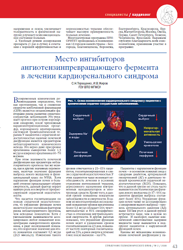 Место ингибиторов ангиотензинпревращающего фермента в лечении кардиоренального синдрома