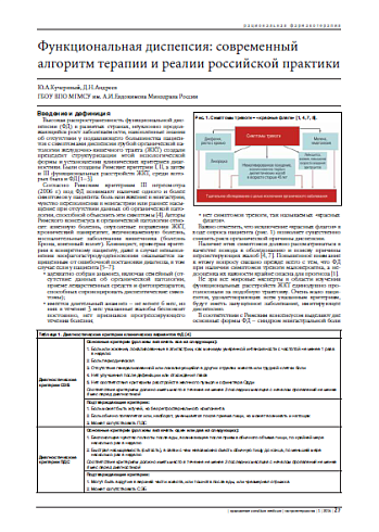 Функциональная диспепсия: современный алгоритм терапии и реалии российской практики