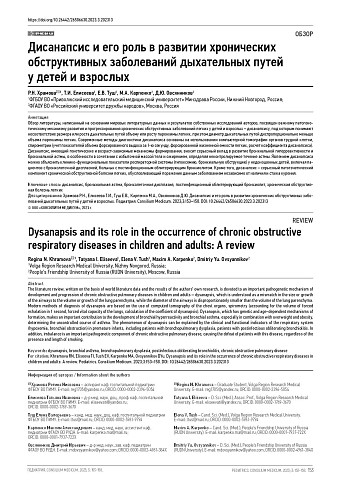 Дисанапсис и его роль в развитии хронических обструктивных заболеваний дыхательных путей у детей и взрослых 