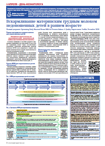 Вскармливание материнским грудным молоком недоношенных детей в раннем возрасте
