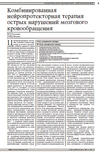 Комбинированная нейропротекторная терапияострых нарушений мозгового кровообращения 