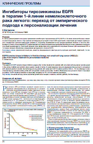 Ингибиторы тирозинкиназы EGFR в терапии 1-й линии немелкоклеточного рака легкого: переход от эмпирического подхода к персонализации лечения