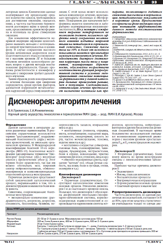 Дисменорея: алгоритм лечения