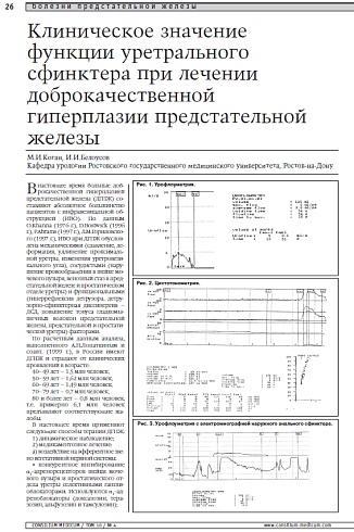 Клиническое значение функции уретрального   сфинктера при лечении доброкачественной   гиперплазии предстательной железы 