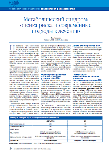 Метаболический синдром: оценка риска и современные подходы к лечению