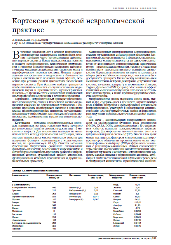 Кортексин в детской неврологической практике