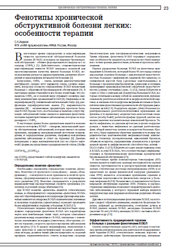 Фенотипы хронической обструктивной болезни легких: особенности терапии