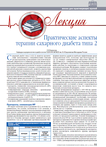 Практические аспекты терапии сахарного диабета типа 2 (Лекция)