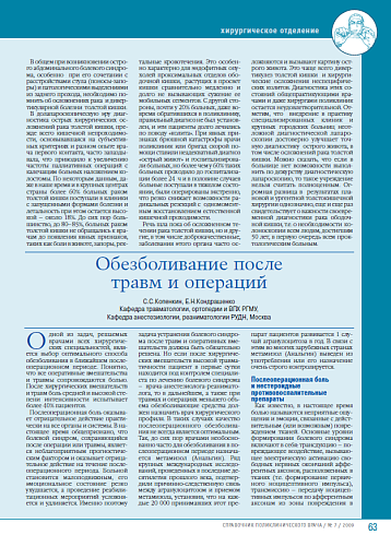 Обезболивание после травм и операций