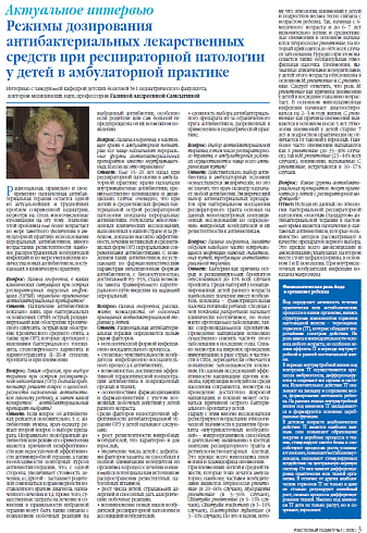 Режимы дозирования антибактериальных лекарственных средств при респираторной патологии у детей в амбулаторной практике