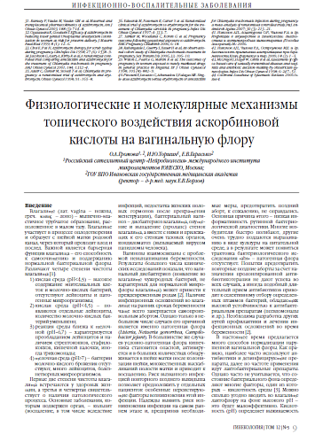 Физиологические и молекулярные механизмы топического воздействия аскорбиновой кислоты на вагинальную флору