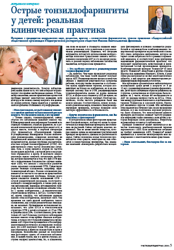 Острые тонзиллофарингиты у детей: реальная клиническая практика