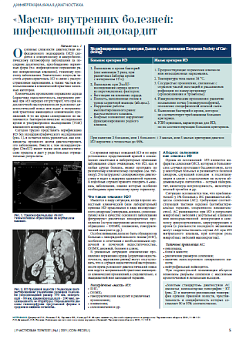 «Маски» внутренних болезней: инфекционный эндокардит