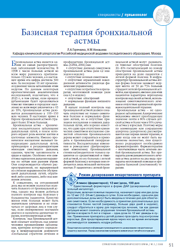 Базисная терапия бронхиальной астмы
