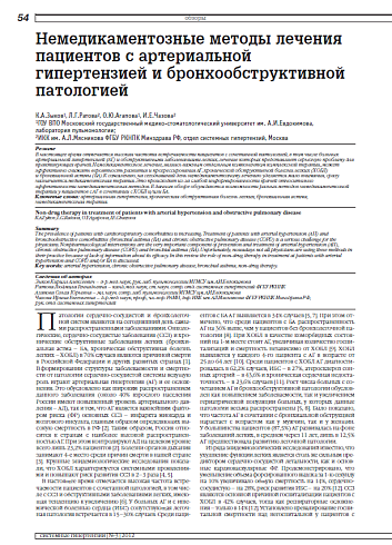 Немедикаментозные методы лечения пациентов с артериальной гипертензией и бронхообструктивной патологией