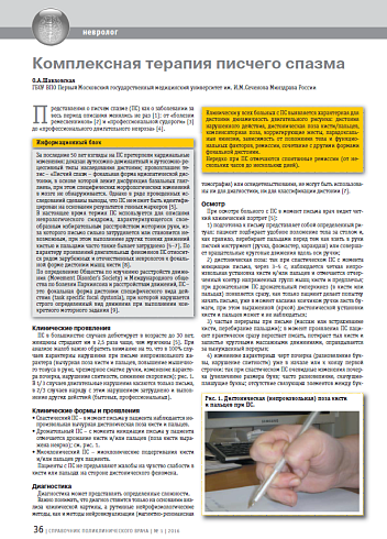 Комплексная терапия писчего спазма