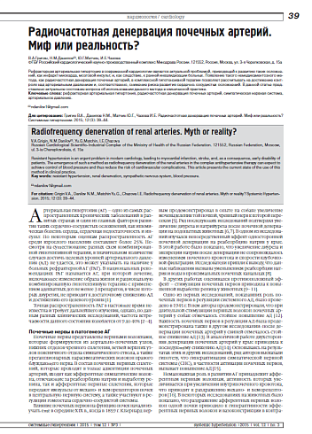 Радиочастотная денервация почечных артерий. Миф или реальность?