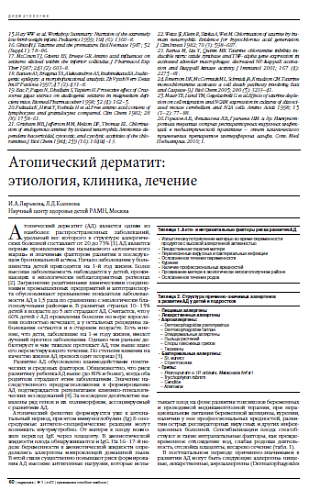 Атопический дерматит: этиология, клиника, лечение