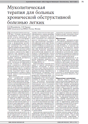 Муколитическая терапия для больных хронической обструктивной болезнью легких