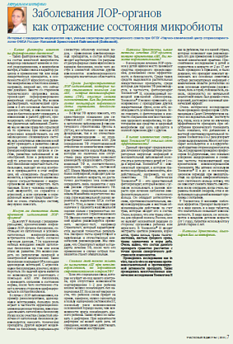 Заболевания ЛОР-органов как отражение состояния микробиоты