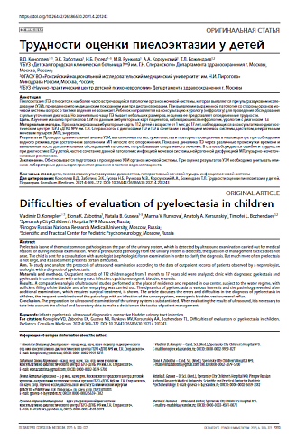 Трудности оценки пиелоэктазии у детей