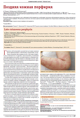 Поздняя кожная порфирия