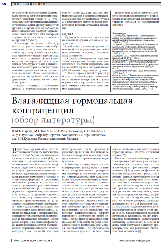  Влагалищная гормональная контрацепция  (обзор литературы)