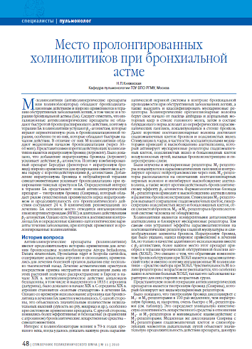 Место пролонгированных холинолитиков при бронхиальной астме