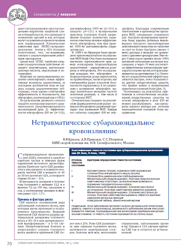 Нетравматическое субарахноидальное кровоизлияние