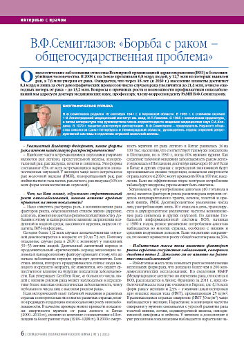 В.Ф.Семиглазов: «Борьба с раком – общегосударственная проблема»