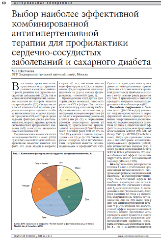 Выбор наиболее эффективной комбинированной антигипертензивной терапии для профилактики сердечно-сосудистых заболеваний и сахарного диабета