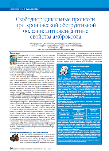Cвободнорадикальные процессы при хронической обструктивной болезни: антиоксидантные свойства амброксола