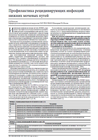 Профилактика рецидивирующих инфекций нижних мочевых путей