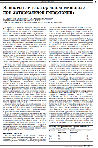 Является ли глаз органом-мишенью при артериальной гипертонии?