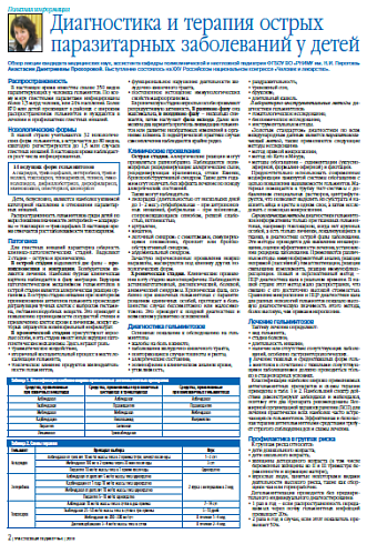 Диагностика и терапия острых паразитарных заболеваний у детей