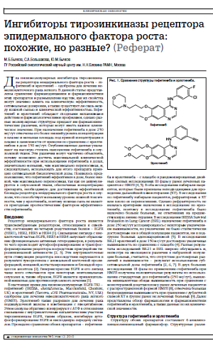 Ингибиторы тирозинкиназы рецептора эпидермального фактора роста: похожие, но разные?